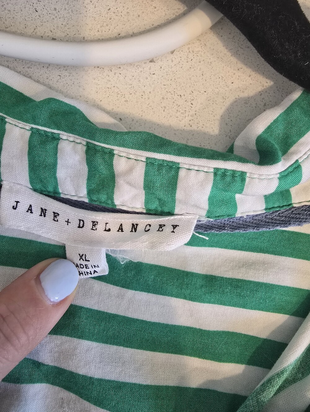 Jane + Delancey Green And White Stripe Button Up Top - Picture 5 of 7
